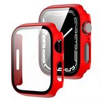 TahTicMer çerçeve Kılıf Komple önü Kapatan Mika Ekran Kırılmaz Cam Korumalı Kırmızı Apple Watch Seri 2 3 4 5 6 SE 42mm ile Uyumlu ürün