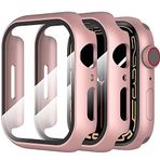 TahTicMer çerçeve Kılıf Komple önü Kapatan Mika Ekran Kırılmaz Cam Korumalı Pembe Apple Watch Seri 2 3 4 5 6 SE 42mm ile Uyumlu ürün