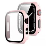 TahTicMer çerçeve Kılıf Komple önü Kapatan Mika Ekran Kırılmaz Cam Korumalı Pembe Apple Watch Seri 7 45mm ile Uyumlu ürün