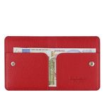 TahTicMer Diga Çıtçıtlı Kartlık Gerçek Deri 8 Kartlık Bölmeli Kartvizit Para Bölmeli Kadın Erkek Cüzdan 10x8.5x1.5 cm Kırmızı