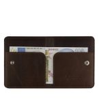 TahTicMer Diga Çıtçıtlı Kartlık Gerçek Deri 8 Kartlık Bölmeli Kartvizit Para Bölmeli Kadın Erkek Cüzdan 10x8.5x1.5 cm Koyu Kahverengi