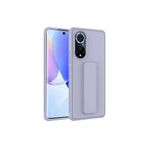 TahTicMer Huawei Nova 9 Nam-lx9 Kılıf Silikon Standlı Elden Geçme Mıknatıslı Hand Strap Suni Derili, Gri