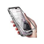 TahTicMer Huawei P20 Lite Ane-lx1 Kılıf Manyetik Bumper Arka Cam Sert Kapak Gümüş