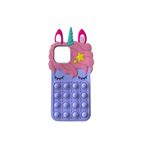 TahTicMer Iphone 11 Pro Max Uyumlu Kılıf At Boynuz Desenli Silikon Pop-it Gökkuşağı Oyuncak Lüks Tpu
