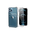 TahTicMer Iphone 13 Pro Uyumlu Kılıf Silikon Şeffaf Kredi Kartlık Bölmeli Antişok Dört Köşe Darbe Korumalı