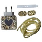 TahTicMer Kablo Koruyucu ve Şarj Adaptör için Kılıf Cartoon Figürlü Silikon Şarj Kablosu Koruyucu Kablo Ucu Koruyucu Koruma Kaplama Apple iPhone ile Uyumlu ürün (Gold-Şeffaf)