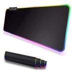 TahTicMer Mouse Pad LED Işıklı Rgb Oyuncu Pc Laptop Uyumlu Kaymaz Kauçuk Ledli Gaming Ganer Mousepad Büyük Boy Baskısız 80X30 cm Siyah
