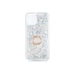 TahTicMer Oppo A5s Kılıf Simli Kalpli Yüzüklü Stand Silikon Milce Kapak Lüks Tpu, Gri