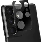 Tahticmer Samsung Galaxy S21 Ultra G998 Siyah Uyumlu Kırılmaz Kamera Lens Koruyucu Komple Cam