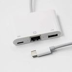 TahTicMer Type-C 3in1 Type-c - RJ45 Ethernet Adaptörü USB, PD Type-c Ağ Kartı - USB Kamera Adaptörü