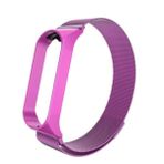 Tahticmer Xiaomi Mi Band 3 Mi Band 4 Uyumlu Çelik Kayış Metal Çerçeve Hasır Örme Milano Mıknatıslı Paslanmaz Bileklik Mor Kordon