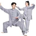 Tai Chi Kıyafeti, Erkek Keten Tokalı Tai Chi Kung Fu Hanfu Takım Elbise, Çok Renkli, XS-3XL(Color 3,M)