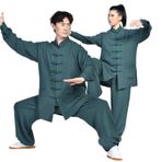 Tai Chi Kıyafeti, Erkek Keten Tokalı Tai Chi Kung Fu Hanfu Takım Elbise, Çok Renkli, XS-3XL(Color 5,M)