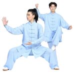 Tai Chi Kıyafeti, Erkek Keten Tokalı Tai Chi Kung Fu Hanfu Takım Elbise, Çok Renkli, XS-3XL(Color 6,M)