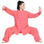 Tai Chi Kıyafeti, Erkek Keten Tokalı Tai Chi Kung Fu Hanfu Takım Elbise, Çok Renkli, XS-3XL(Color 8,L)
