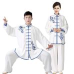Tai Chi Kıyafeti, Erkekler Kadınlar için Tai Chi Kung Fu Üniforma Uzun Kollu Nakış Çok Renkli S-3XL(Blue,XXL)