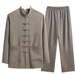 Tai Chi Kıyafeti, Erkekler Keten Pamuk Oryantal Retro Toka Kung Fu Tai Chi Takım Elbise Seti Çok Renkli Çoklu Boyutlar(Color 02,43 (85-95kg))