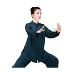 Tai Chi Kıyafeti, Kung Fu Takım Elbise Saten Unisex Yaz Tang Tarzı Tai Chi Çok Renkli XS-XXL(Dark Blue,XL)