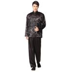Tai Chi Kıyafeti, Tai Chi Takım Elbise Erkekler Saten Kung Fu Üniforma Ejderha Nakış Çok Renkli Çoklu Boyutlar(Black,3XL)