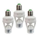Taigeguang Hareket Sensörü Işık Soketi, E26E27 PIR Hareket Vidalı Ampul Adaptörü, Garaj Bodrumu Veranda Depolama Odası için Otomatik Açma-Gece Işığı Kontrolü (3 Paket)
