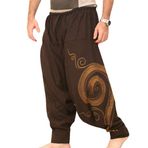 Taigood erkek şalvar, rahat esnek pantolon, gündelik, Yoga Hippies, Brown, 3XL