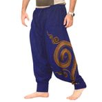 Taigood erkek şalvar, rahat esnek pantolon, gündelik, Yoga Hippies, lacivert, M