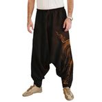 Taigood erkek şalvar, rahat, esnek pantolon, günlük, yoga, hippi, Siyah, XXL