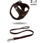 TailPetz Kedi Köpek Air-Mesh Göğüs Tasması ve Gezdirme Sevk Kayışı Seti 2si1 Arada Kahverengi