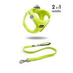 Tailpetz Kedi Köpek Air-Mesh Göğüs Tasması ve Gezdirme Sevk Kayışı Seti 2Sİ1 ARADA Neon Sarı