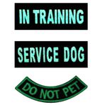 TailWag Planet Hizmet Köpeği Karanlıkta Parlayan Yelek/Koşum Takımları Servis Köpek Eğitimde Evcil Hayvan Yaması İşlemeli Rozet Bağlayıcı Kanca ve Halka Amblem, 3 adet