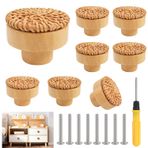 Taipintee 8 adet rattan mobilya topuzu, dolap topuzları, Boho dekoratif dolaplar, mobilya topuzları, ahşap komodin, çekmece düğmeleri, vintage çekmece dolabı, ahşap kulplar, mutfak dolapları için, kapı tokmağı