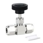 TAISHER 1 Adet 304 Paslanmaz Çelik Sıkıştırma Borusu Kare Düz İğne Valfi 12 mm Boru OD x 12 mm Boru OD Akış Kontrolü Su Gaz Yağ için