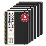Taja Spiral Çizgili Defter, 8.5"x11" İş için Dizüstü Bilgisayarlar, 6'lı Paket, Kadınlar ve Erkekler için Büyük A4 Dergisi, Yazmak için Kolej Çizgili Günlük Defteri Defteri, 6 Parça, Plastik Kapaklı