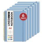Taja Spiral Çizgili Defter, 8.5"x11" İş için Dizüstü Bilgisayarlar, 6'lı Paket, Kadınlar ve Erkekler için Büyük A4 Dergisi, Yazmak için Üniversite Çizgili Günlük Defteri, 6 Parça, Plastik Kapaklı