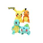 Takara Tomy Charmander, Bulbasaur, Pikachu Ve Squirtle 20-25cm Pokemon Peluş Oyuncak set