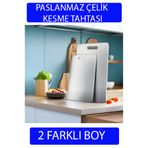 takasat 2 Adet Paslanmaz Çelik Kesme Tahtası Antibakteriyel Yüzey Üst Düzey Kalite