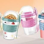 Take'n Go Kapaklı Kaşıklı Yoğurt ve Diyet Kabı 600 Ml (Pembe)