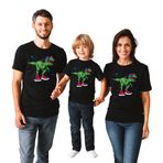 Taketshirt Dinozor Tişört Anne Baba Çocuk Dinosaur Aile Kombini Tişört Siyah Unisex (Siyah, 6-7 Yaş)