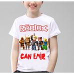 TakeTshirt İsim Yazılı Kişiye Özel Roblox Unisex Çocuk T-Shirt - 10 - 11 Yaş - Beyaz