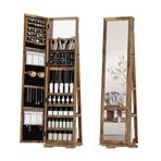 Takı Armoire Dolabı,Depolama Raflı Zeminde Tam Boy Ayna,Led Işıklarla 360 ° Dönen Ayna Takı Dolabı,Kilitlenebilir Makyaj Depolama Aynası Mücevher Armoire Yatak Odası İçin