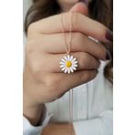 Takı Boom Kadın Papatya Tasarım Mineli Rose 925 Ayar Gümüş Kolye