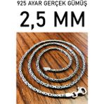 Takı Dükkanı 925 Ayar Gümüş Erkek Kolye Zincir Yuvarlak Kral Model 2,5mm msn18y - Gri - 55 cm