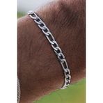Takı Dükkanı Figaro Paslanmaz Çelik Bileklik Unisex Erkek Bayan Bileklik Zincir ACK06B-2 - 20 - 21 cm - Metalik Gri