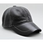 Takı Dükkanı Siyah Deri Beyzbol Cap Erkek Şapka Unisex Model Cp228 siyah