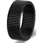 Takı Dükkanı Unisex 8mm Esnek Örgü Hasır Çelik Yüzük SB1SB2 - Siyah - 20