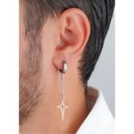 Takıconcept Çelik Kuzey Yıldızı Sallantılı Halka Erkek Küpe - Gümüş