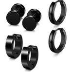 Takıconcept Çelik Siyah 3 Çift Erkek Küpe Set