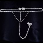 Takıconcept Kristal Taşlı Tanga, Bikini Üstü, Şerit Vücut Aksesuarı Tanga Zincir - Gümüş