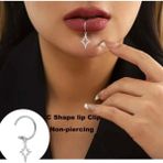 Takıconcept Kuzey Yıldızı Detaylı Fake Dudak Piercing Fake Piercing - Gümüş