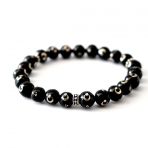 Takıhan 925 Ayar Gümüş Ayyıldız İşlemeli 8 mm Unisex Oltu Bileklik
